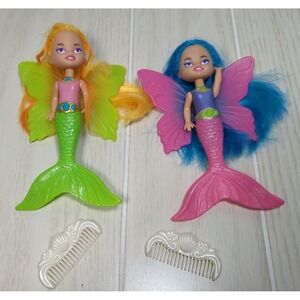 Swimways Fairy Tails Mermaid dolls pink blue green w/ combs water toys